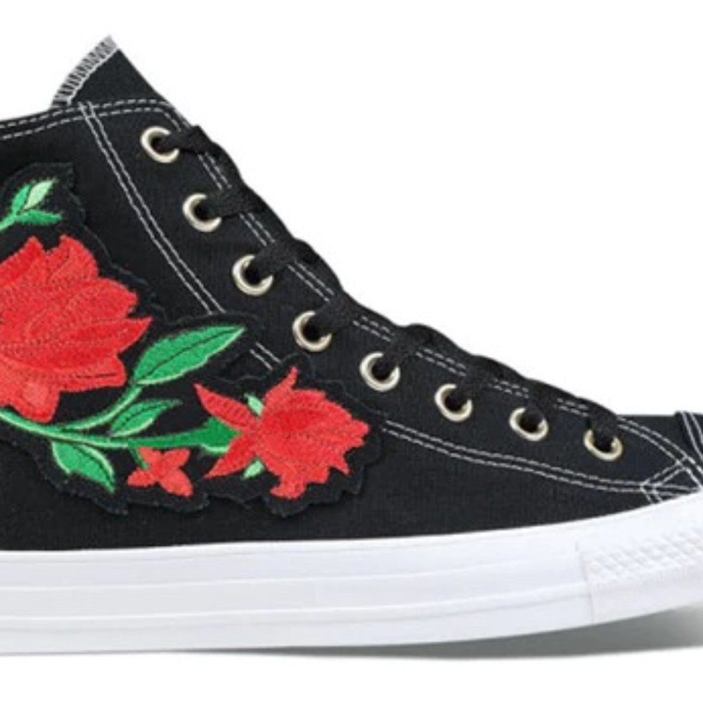 High top floral embroidered converse, W10.5 M9